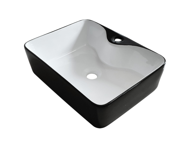 Washroom white and black ceramic basin