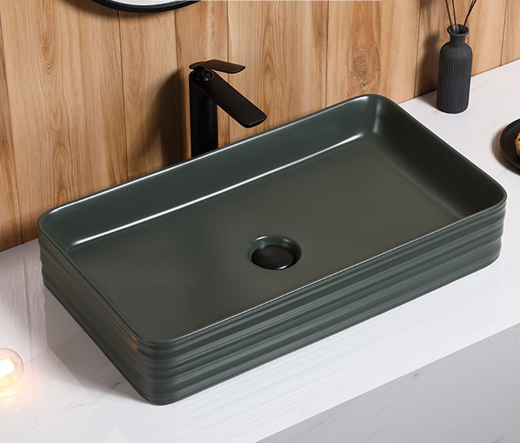 Chaozhou washroom rectangle lavabo vessel black ceramic sink