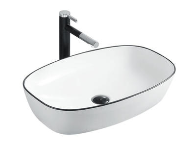 Big size colored ceramic white and black table top wash basin designs