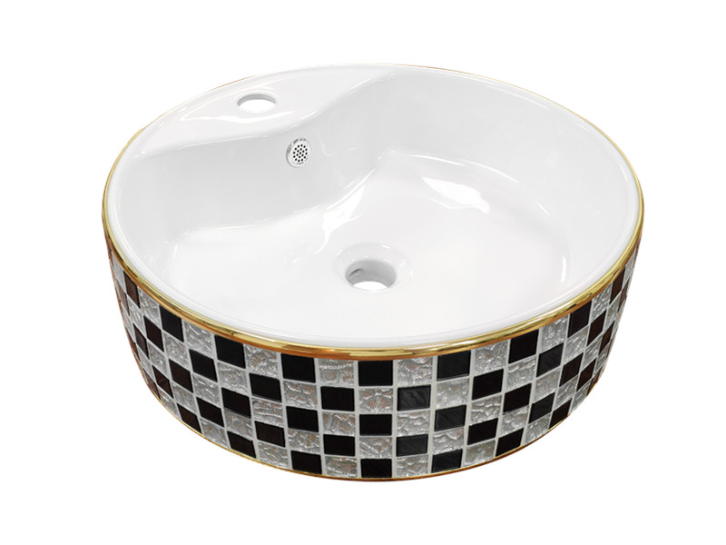 Fancy design excellent quality lines design ceramic special mother of pearl wash basin vessel sink