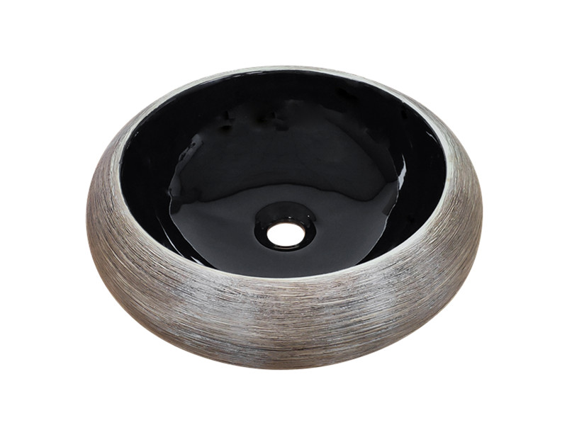 Factory Round Black Marble Wash Basin For Bathroom