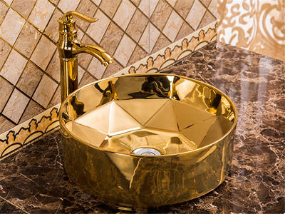 Gold Colored Sink Art Basin Sanitary Ware Bathroom Countertop Mounting Plating Electroplated Basin